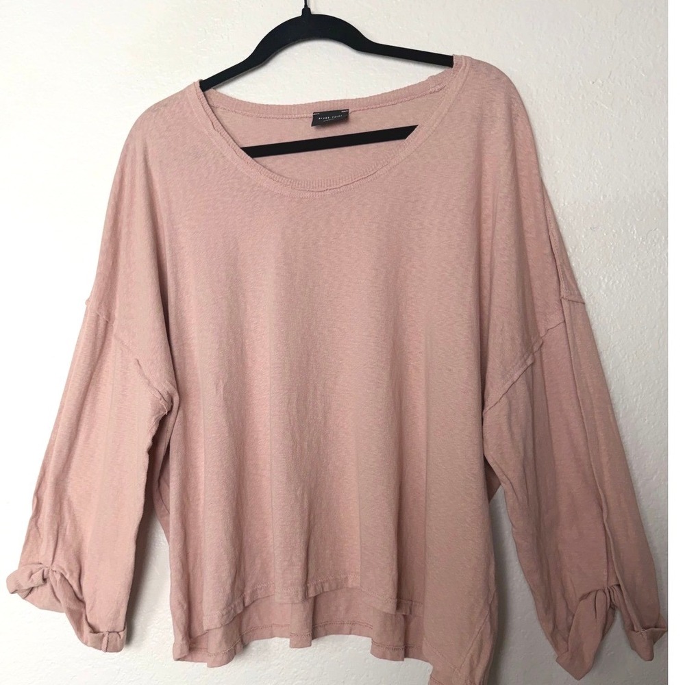 Blank Paige Dusty Rose Pink Long Sleeve Scoop Neck Knotted Cuff Top
